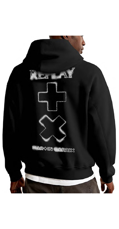 オーバーフィット REPLAY×MARTIN GARRIXロゴ入りパーカー 詳細画像 ブラック 2